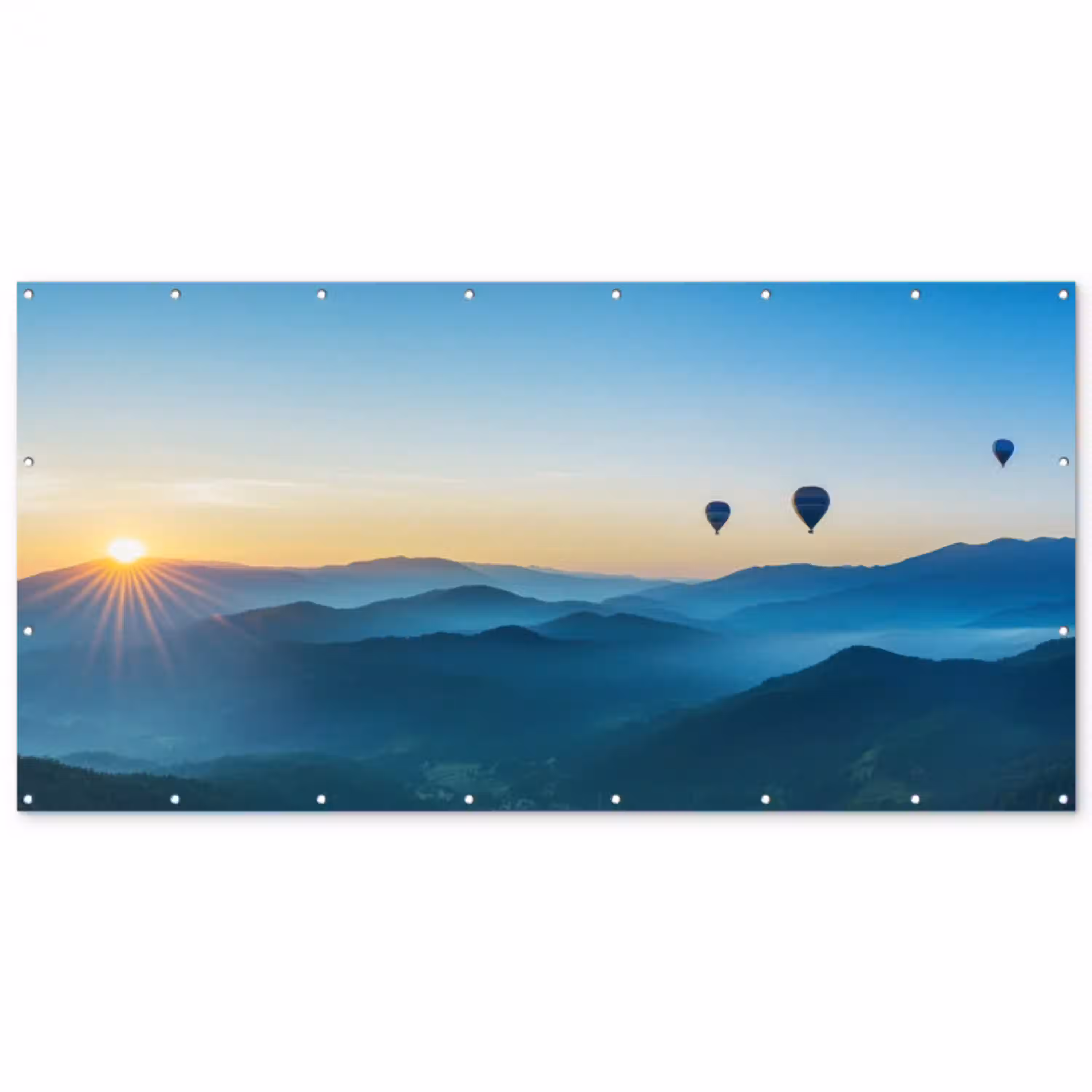 Luchtballonnen - Bergen - Zonsopgang - Landschap Balkonbeschermer Duitsland klein -zz_3d