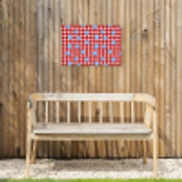 Ruit - Sterren - Rood Tuinposter op houten frame 2 cm dik klein 845 -sfeer4