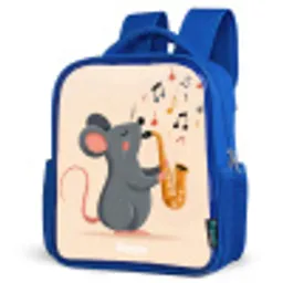 Muis - Saxofoon - Muziek Kinderrugzak - Blauw middel -schuin