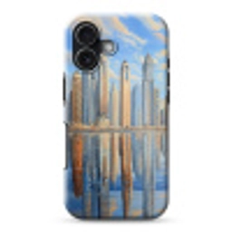 Skyline - Wolkenkrabbers - Water - Blauw Toughcase MagSafe Apple iPhone 17 klein -3d