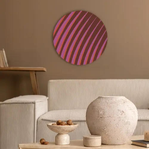 Lijnen - Rood - Beweging Akoestische PET Vilt - Rond klein -sfeer1