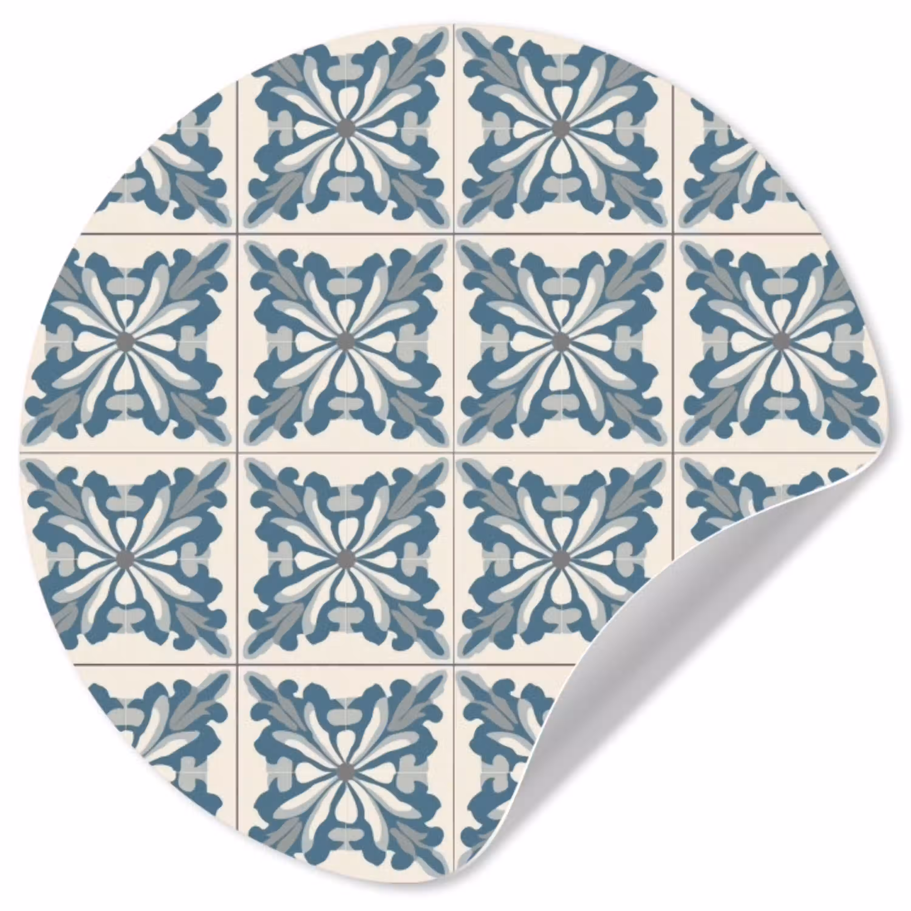 Dessin - Tegel - Blauw Wandcirkel behangsticker klein 186 -3d