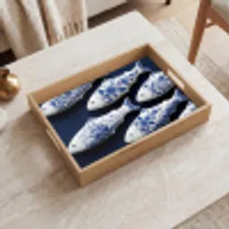 Vissen - Delfts - Blauw - Keramiek Dienblad Rechthoek middel -sfeer1