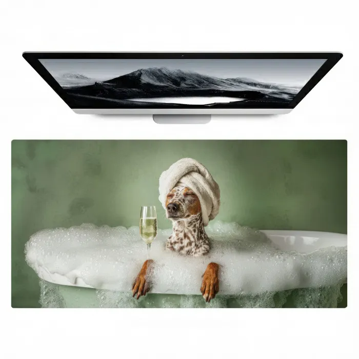 Hond - Bad - Champagne - Handdoek Muismat XXL klein -zzz3d