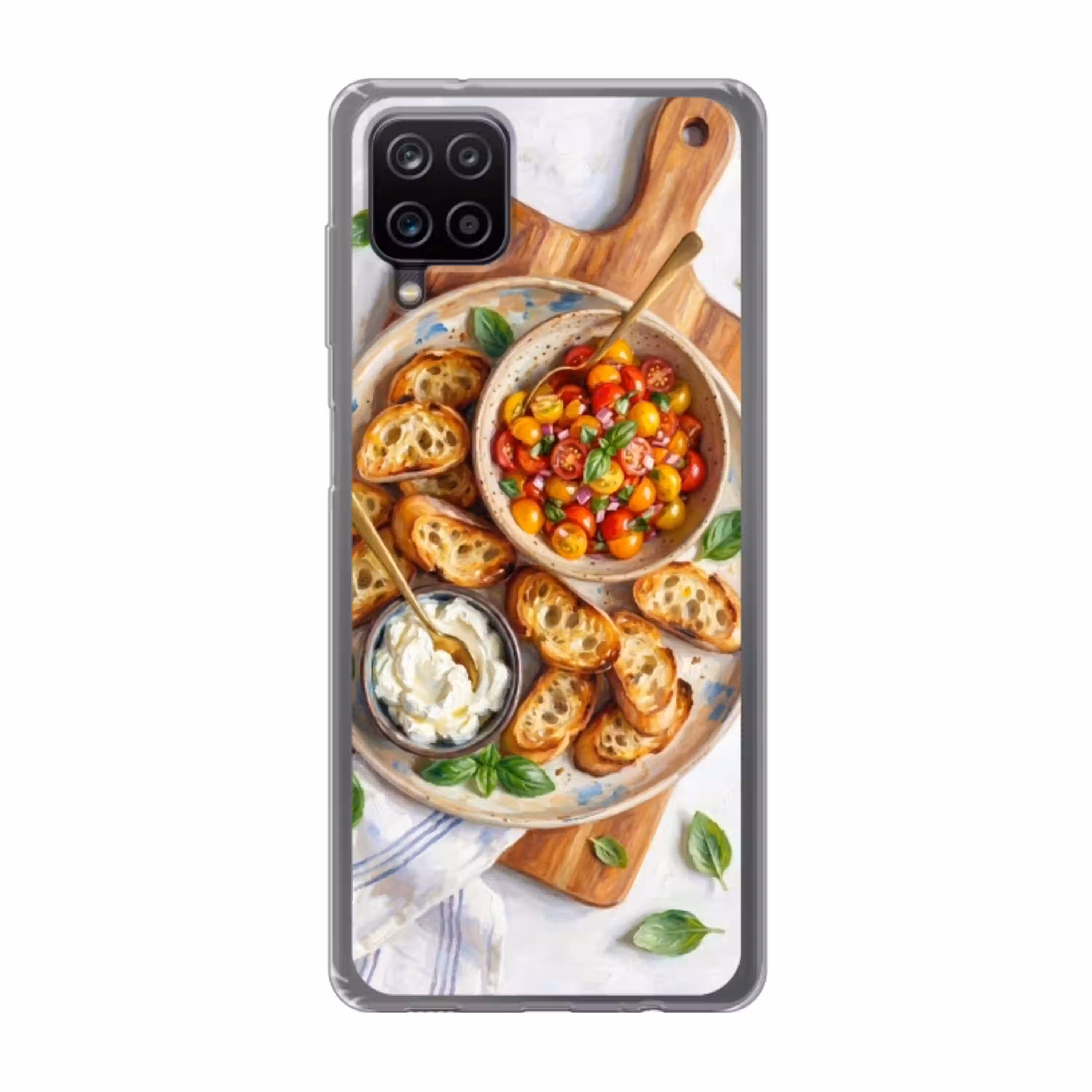 Eten - Tomaat - Brood - Kleurrijk - Keuken Telefoonhoesje Samsung Galaxy A12 klein -3d