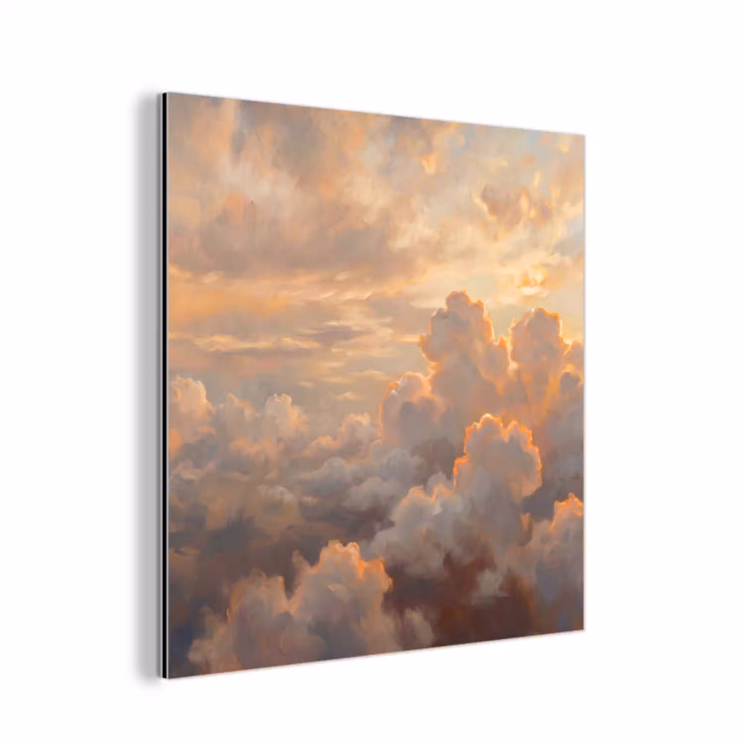 Wolken - Zonsondergang - Natuur - Abstract - Goud aluminium wit klein -3d