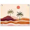 Palmbomen - Abstract - Zon - Heuvels tuinposter los doek klein -3d