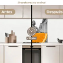 Sinaasappel - Eiffeltoren - Vrouw keuken achterwand 2 middel -voor-na2_ES