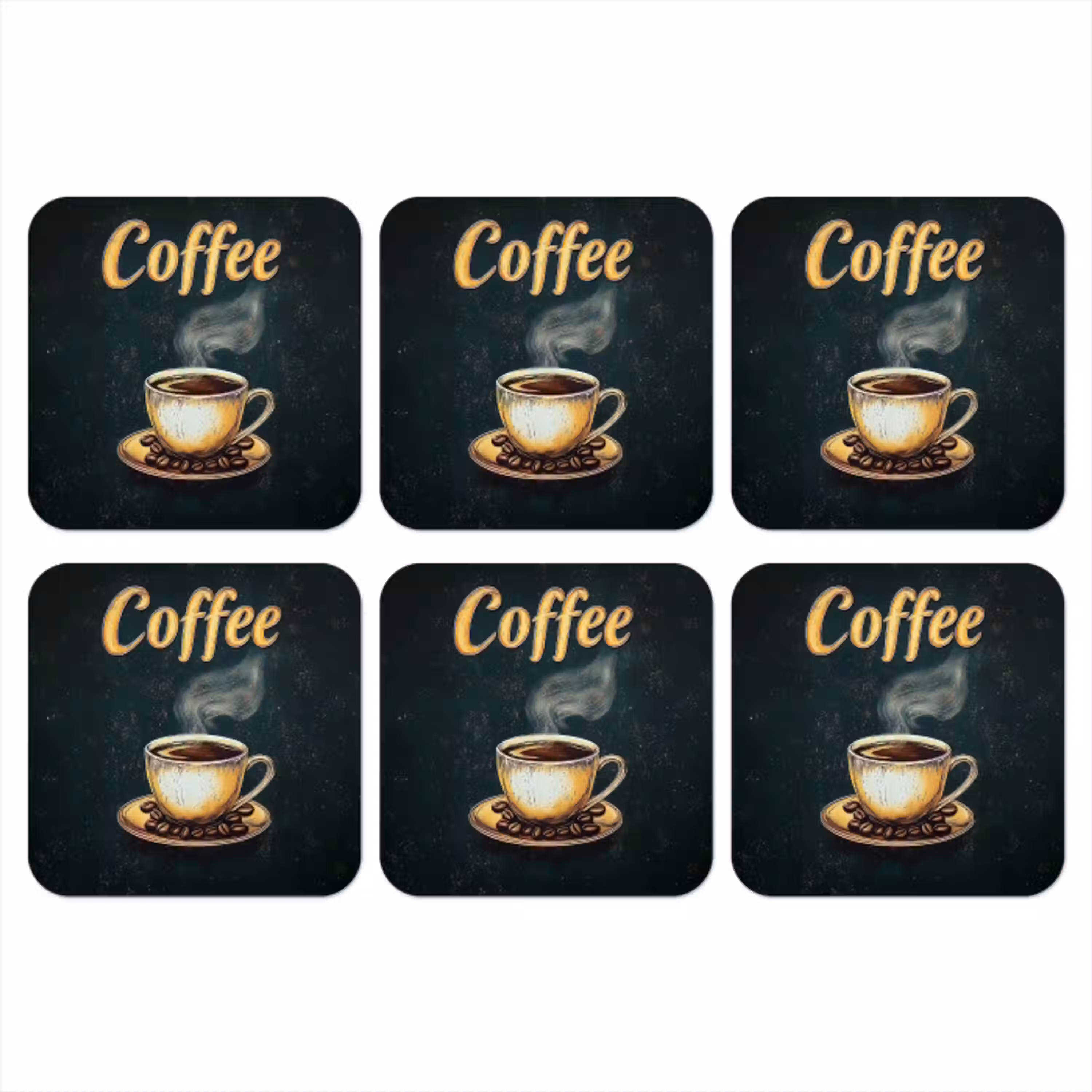 Koffie - Schotel - Koffiebonen - Retro onderzetter kurk middel -3d