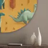 Dinosaurussen - Stekels - Herfstbladeren - Bruin Akoestische PET Vilt - Rond klein -sfeer5_closeup