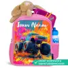 Monstertruck - Abstract - Verfspatten - Kleurrijk Kinderrugzak - Roze middel -inhoud_NL