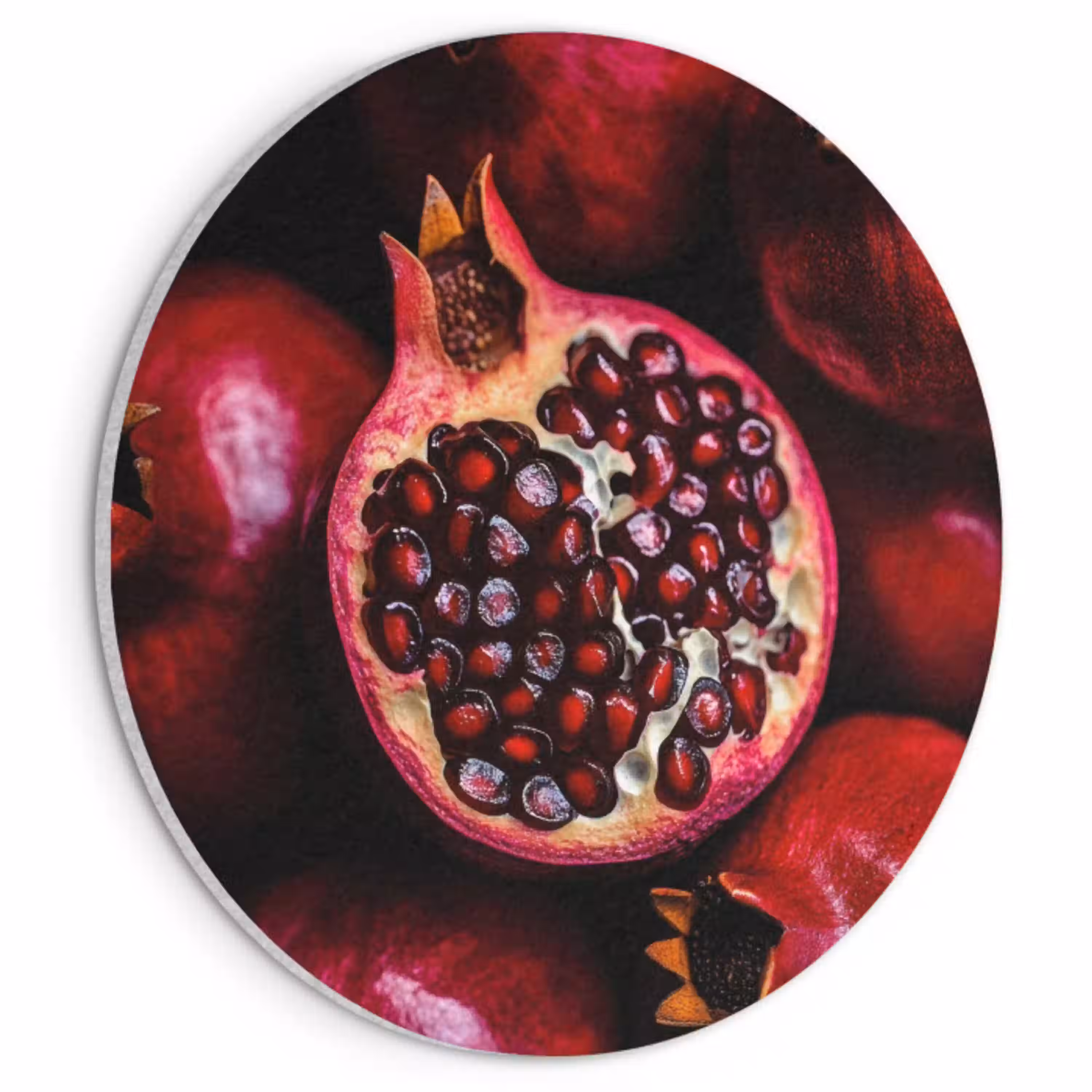 Granaatappel - Rood - Fruit Akoestische PET Vilt - Rond klein -3d