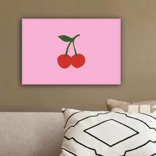 Kersen - Roze - Illustratie canvas 2cm klein -sfeer3