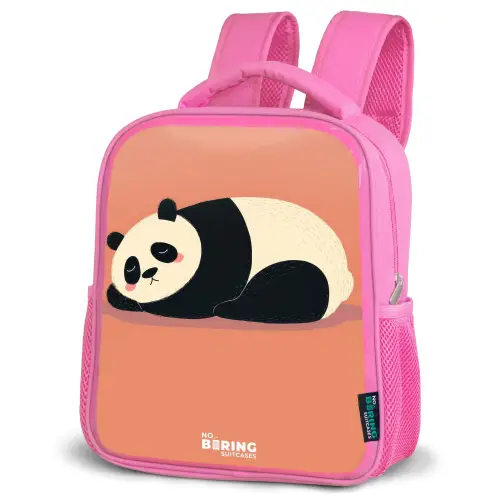 Panda - Slapen - Oranje Kinderrugzak - Roze middel -schuin