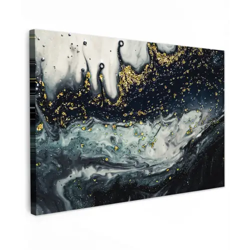 Marmer - Abstract - Goud - Luxe Tuinposter op houten frame 2 cm dik klein -3d