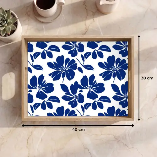 Floraal - Modern - Blauw Dienblad Rechthoek middel 911 -USP_Formaat