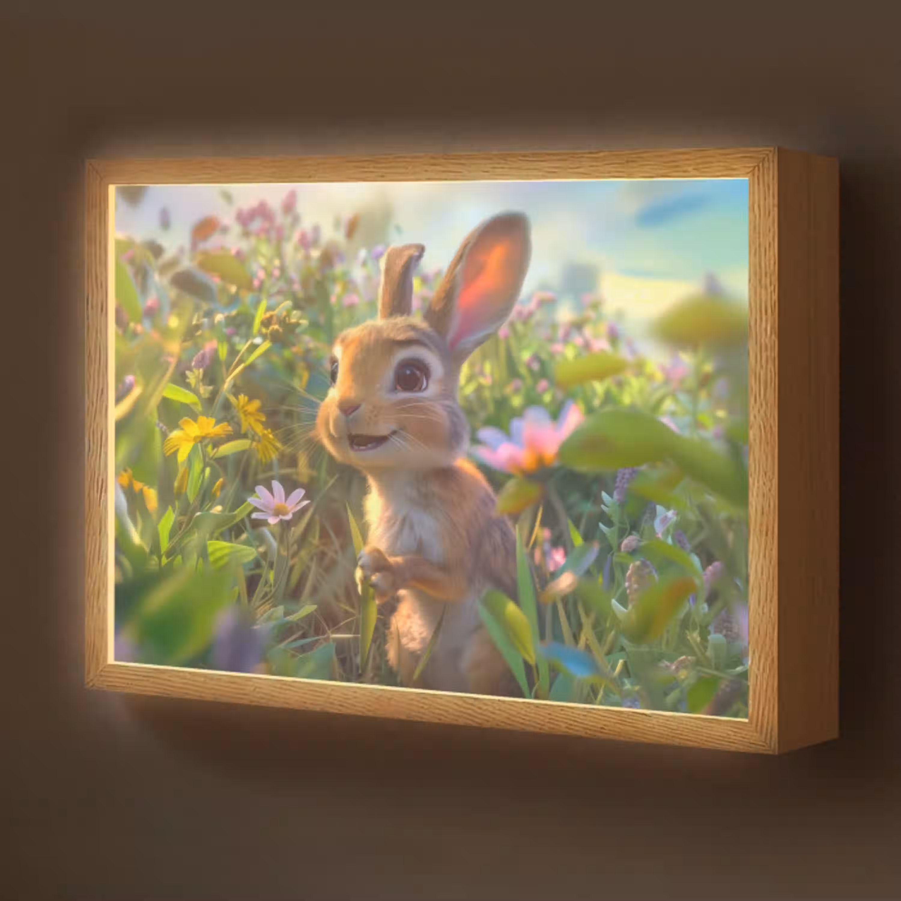 Konijn - Dieren - Natuur Light Box met batterij (Wandlamp kind) middel -z3d_website