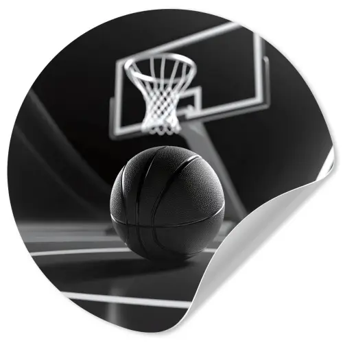 Basketbal - Basketbalveld - Lichtlijnen Wandcirkel behangsticker klein -3d
