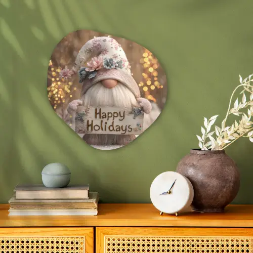 Kerst - Gnome - Bord - Kleurrijk Wandcirkel Organisch Forex 3mm klein -sfeer2