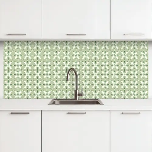 Patroon - Bloemenvorm - Groen keuken achterwand 2 middel 871 -3d
