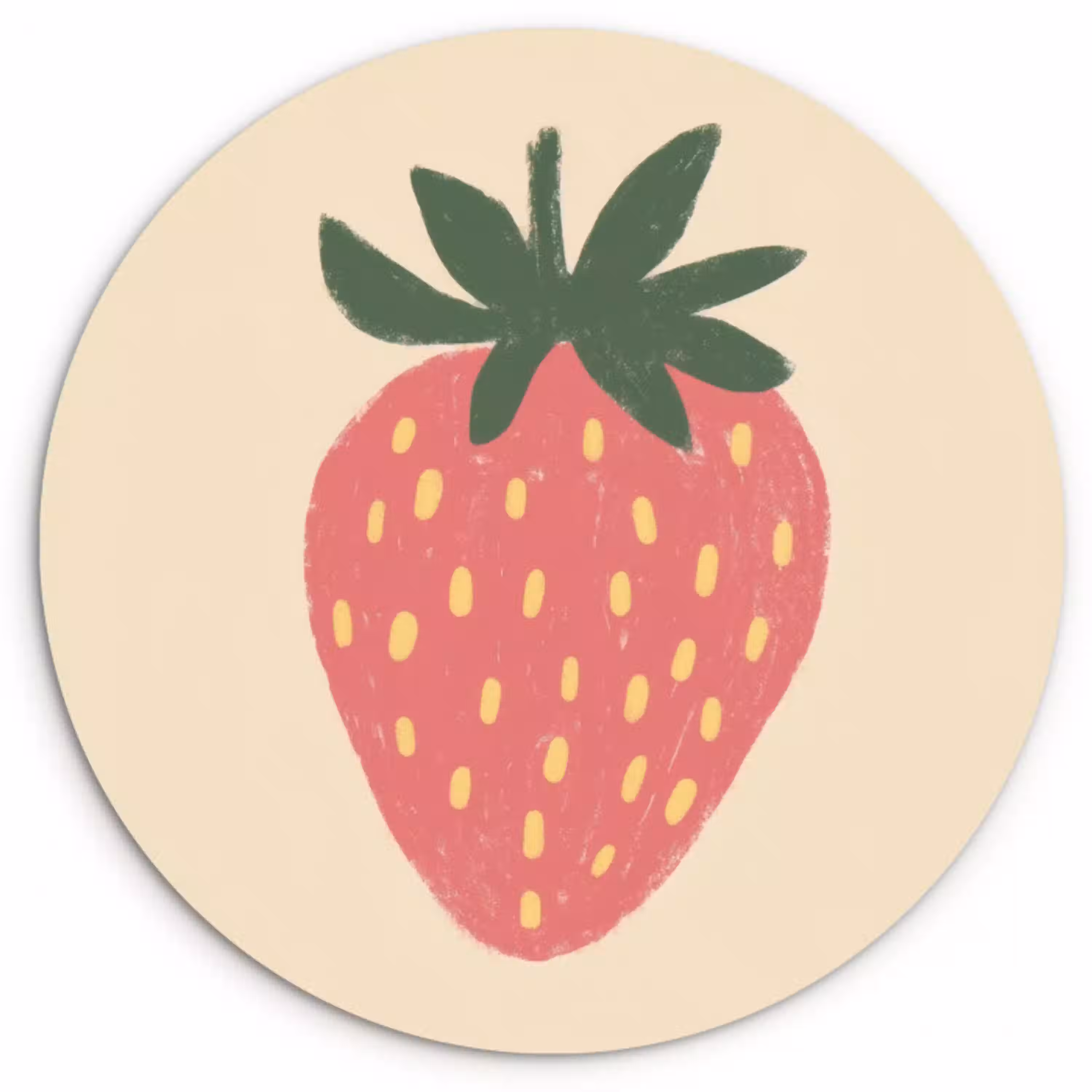 Aardbei - Minimalistisch - Rood - Fruit Wandcirkel plexiglas klein -3d