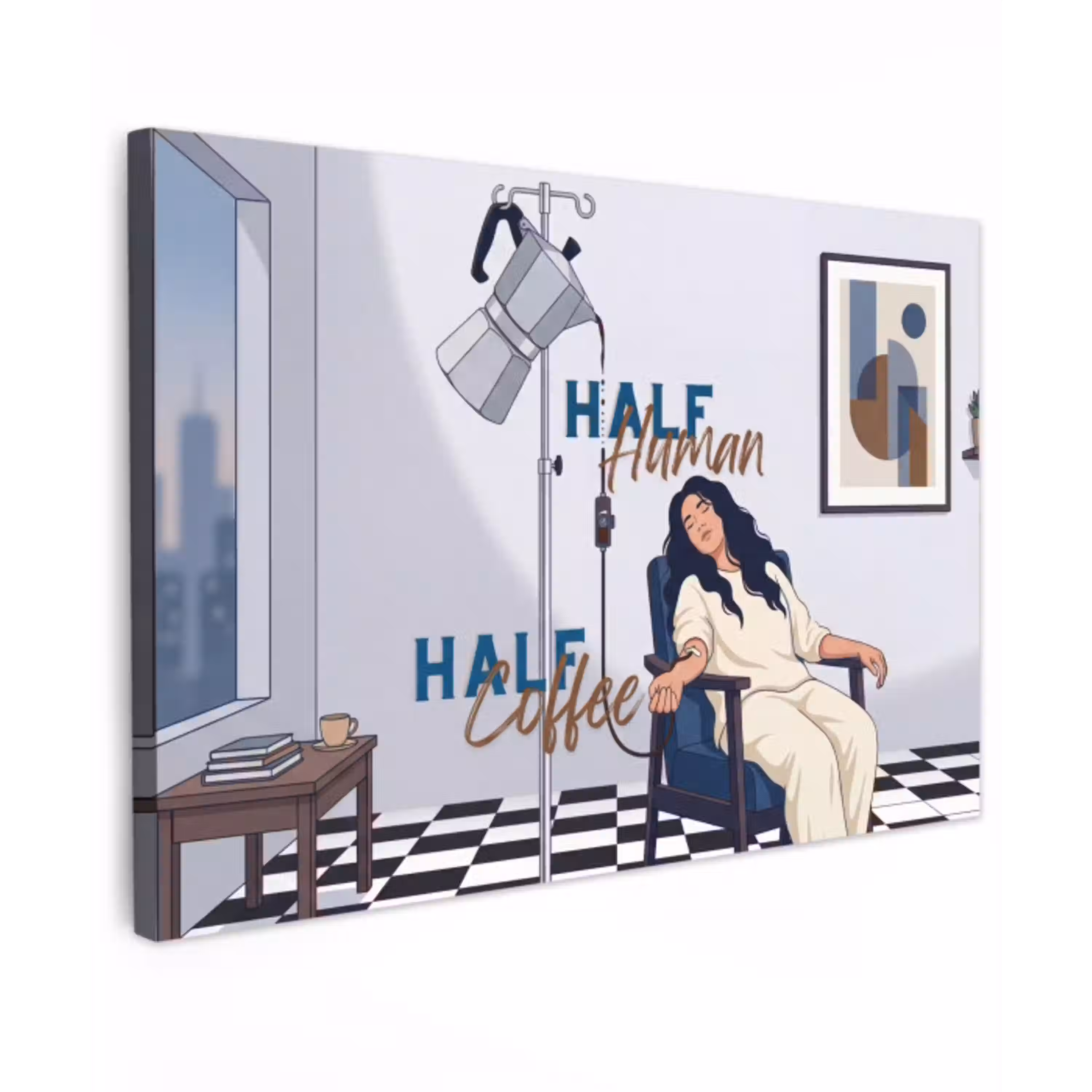 Half human, Half Coffee - Infuus - Koffie canvas 2cm klein -z3d