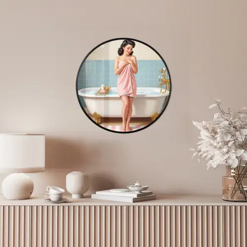 Badkamer - Vrouw - Roze Fotolijst rond zonder passe partout klein -sfeer3