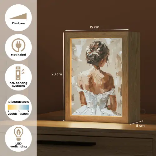 Vrouw - Verf - Abstract - Beige - Modern Light Box met kabel (Tafellamp) klein -USP_NL
