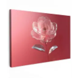 Sierlijk - Bloem - Roze - Glazen Tuinposter op houten frame 2 cm dik klein -3d