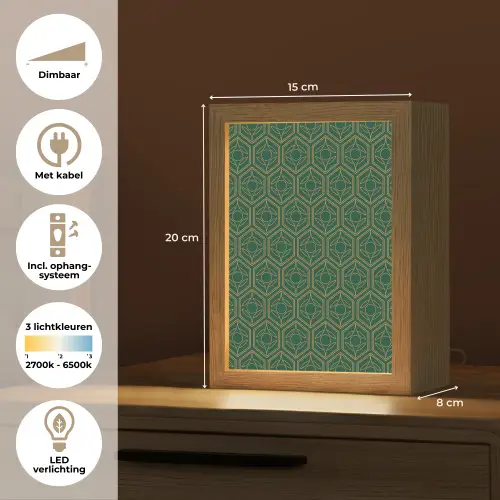 Geometrisch - Patroon - Groen Light Box met kabel (Tafellamp) klein 925 -USP_NL