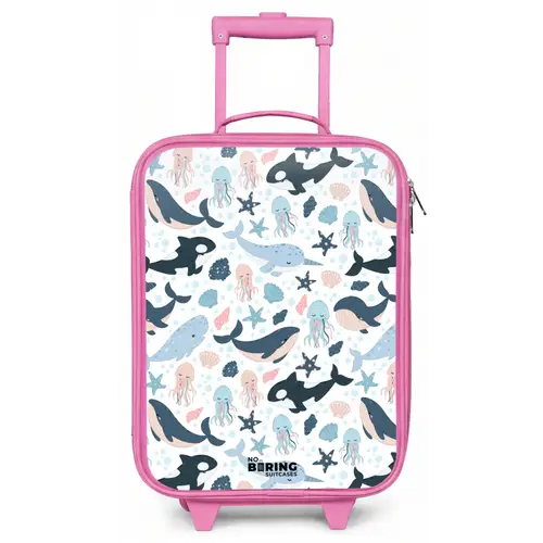 Zeedierenpatroon met walvissen, kwallen en orka's Kinderkoffer - Roze klein -zz3dotto