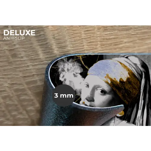 Marmerlook - Meisje met de parel - Sigaretten - Toilet - Goud - Kunst - Oude meesters Placemat vinyl groot -closeup