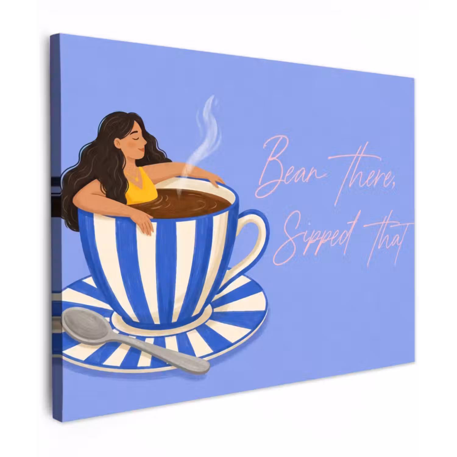 Canvas schilderij - Mok - Koffie - Vrouw - Paars