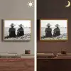 Vrouwen - Zonnehoed - Strand - Zwart - Wit Light Box met batterij (Wandlamp) middel -sfeer3