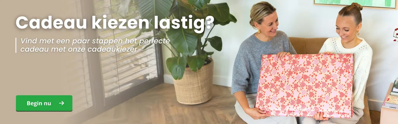 Cadeau kiezen lastig? Vind met een paar stappen het perfecte cadeau met onze cadeaukiezer. Begin nu.