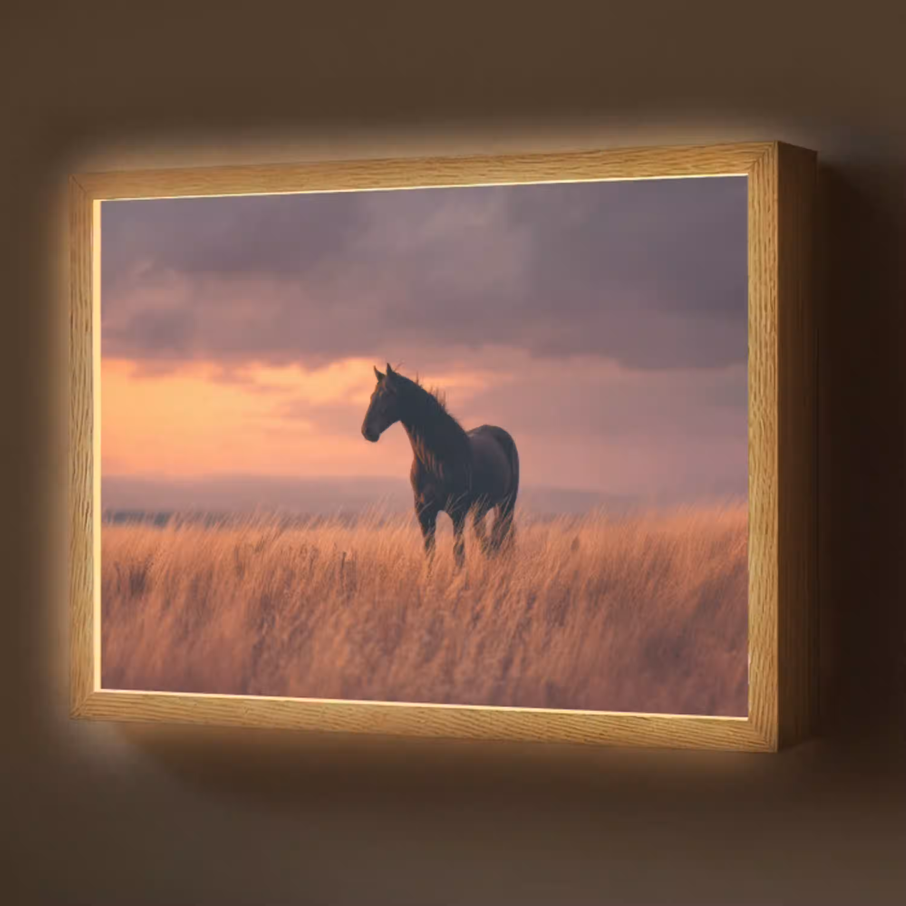 Paard - Wolken - Open veld Light Box met batterij (Wandlamp) middel -z3d_website