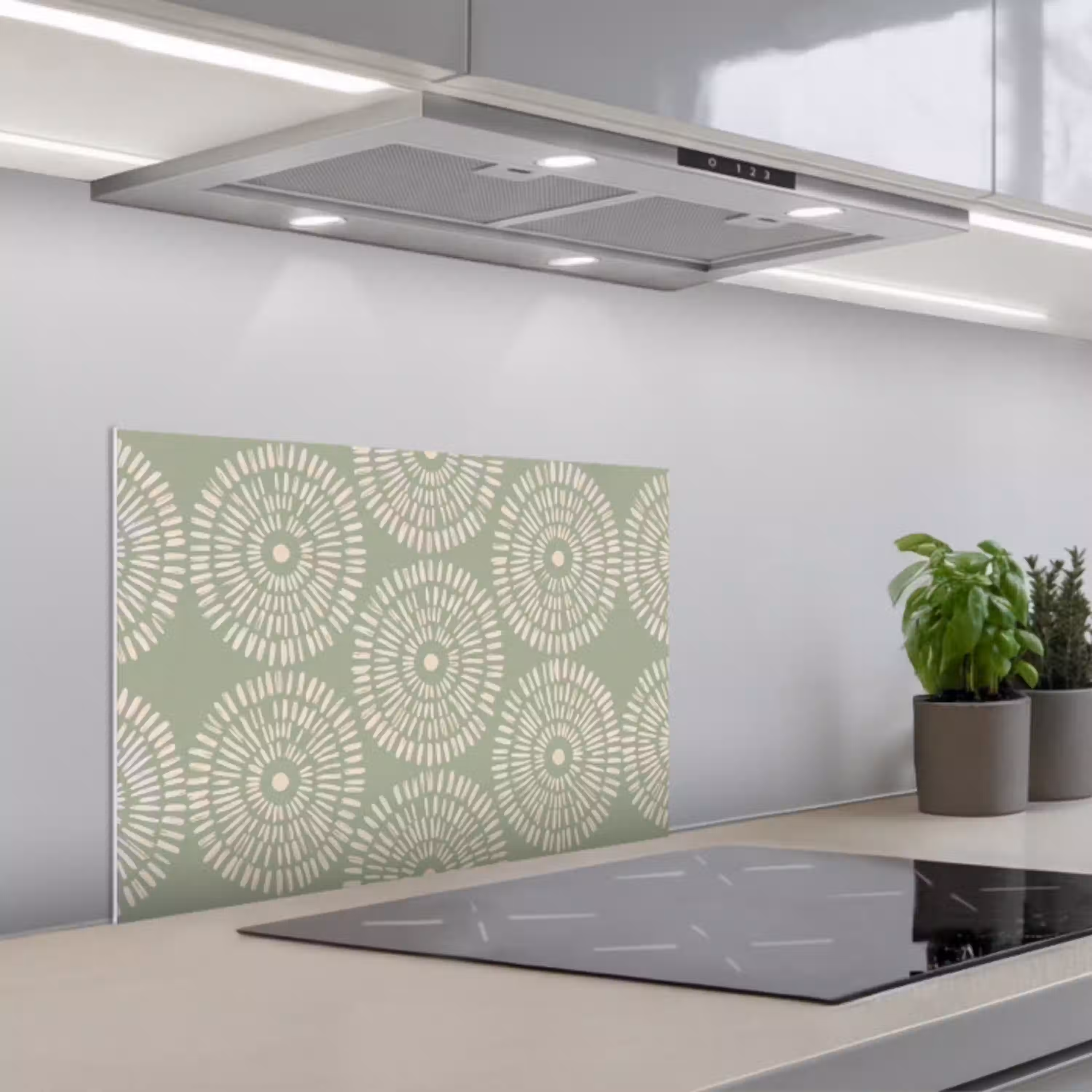 Patroon - Cirkels - Abstract - Modern - Groen keuken achterwand spatscherm klein -3d_schuin