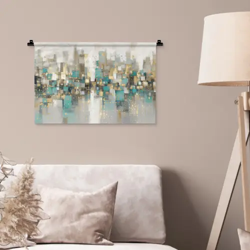 Abstract - Blokken - Goud - Skyline Wandkleed katoen klein -sfeer4