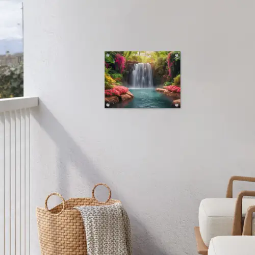 Betoverende Waterval in de Tropen tuinposter los doek klein -sfeer8