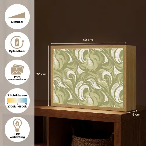 Abstract - Textuur - Groen Light Box met batterij (Wandlamp) middel 907 -USP_websiteoverzichtNL
