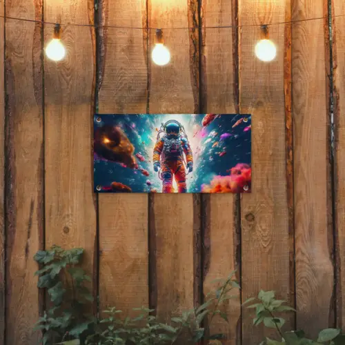 Astronaut - Neon - Meteoriet - Neon tuinposter los doek klein -sfeer1