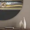 Sardines - Tekst - Vis - Blik Akoestische PET Vilt - Rond klein -sfeer5_closeup