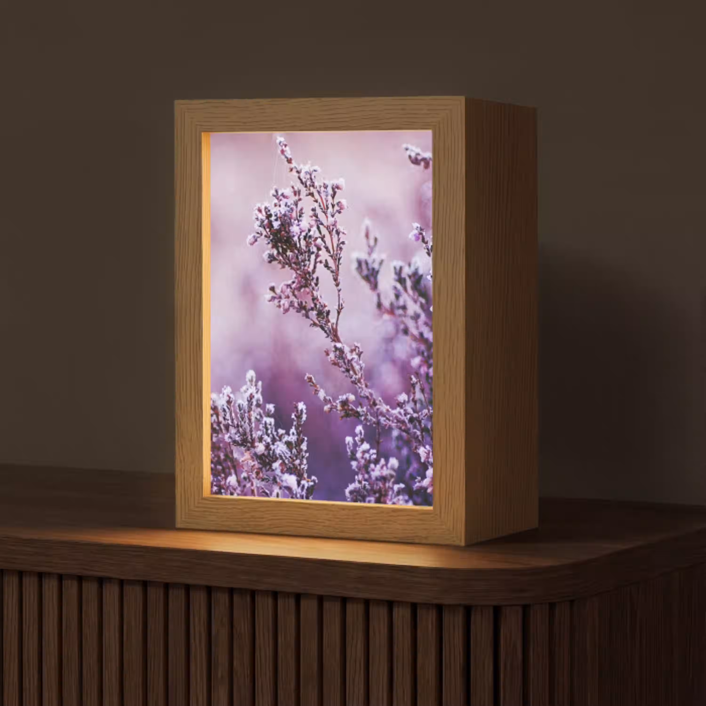 Lavendel - Winter - Bloemen - Paars Light Box met kabel (Tafellamp) klein -z3d_website