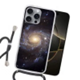Kosmos - Sterrenstelsel - Donker Hoesje iPhone 16 Pro Max met koord klein -sfeer1
