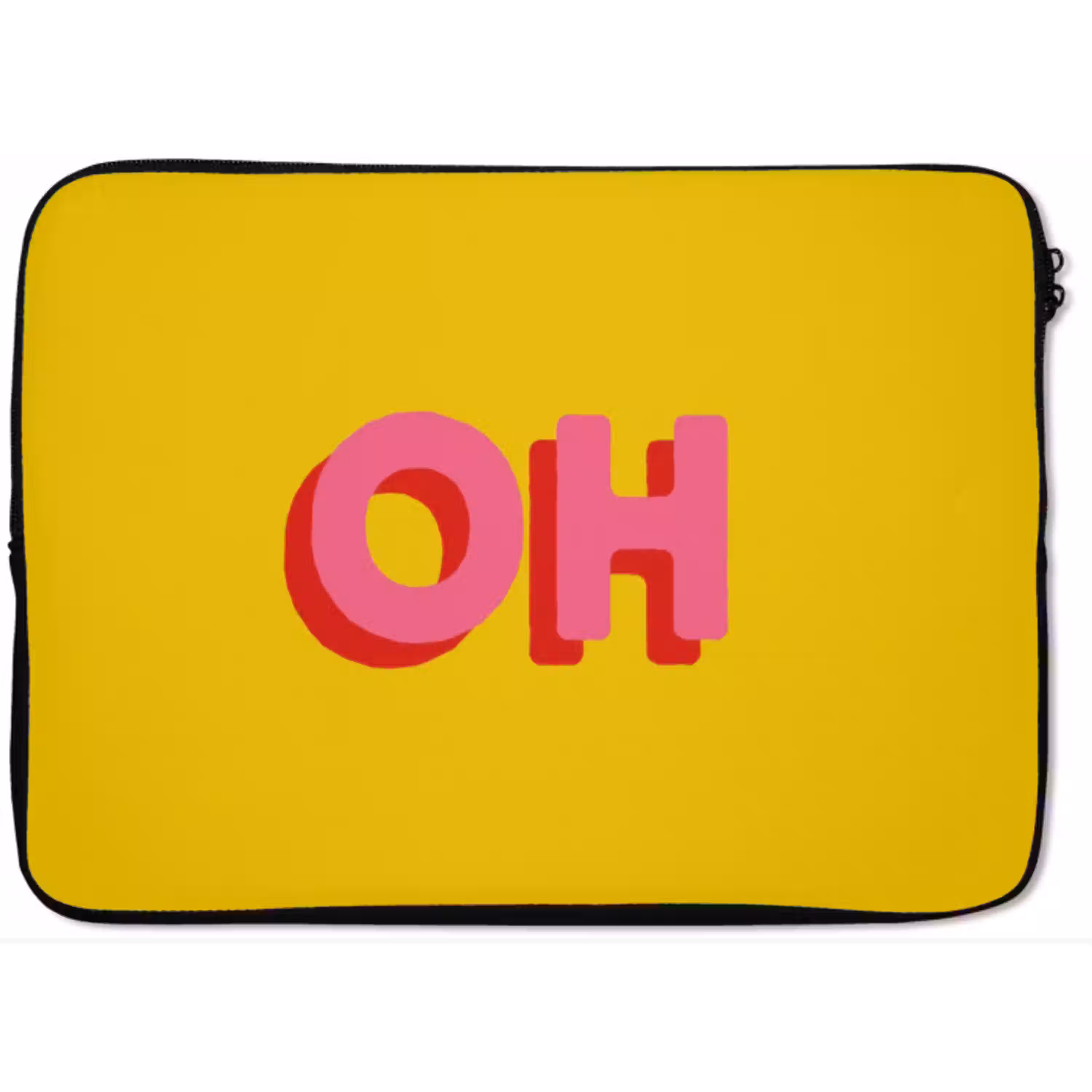 Geel - Roze - Oh - 3D laptophoes neopreen klein -zkaufland3dotto