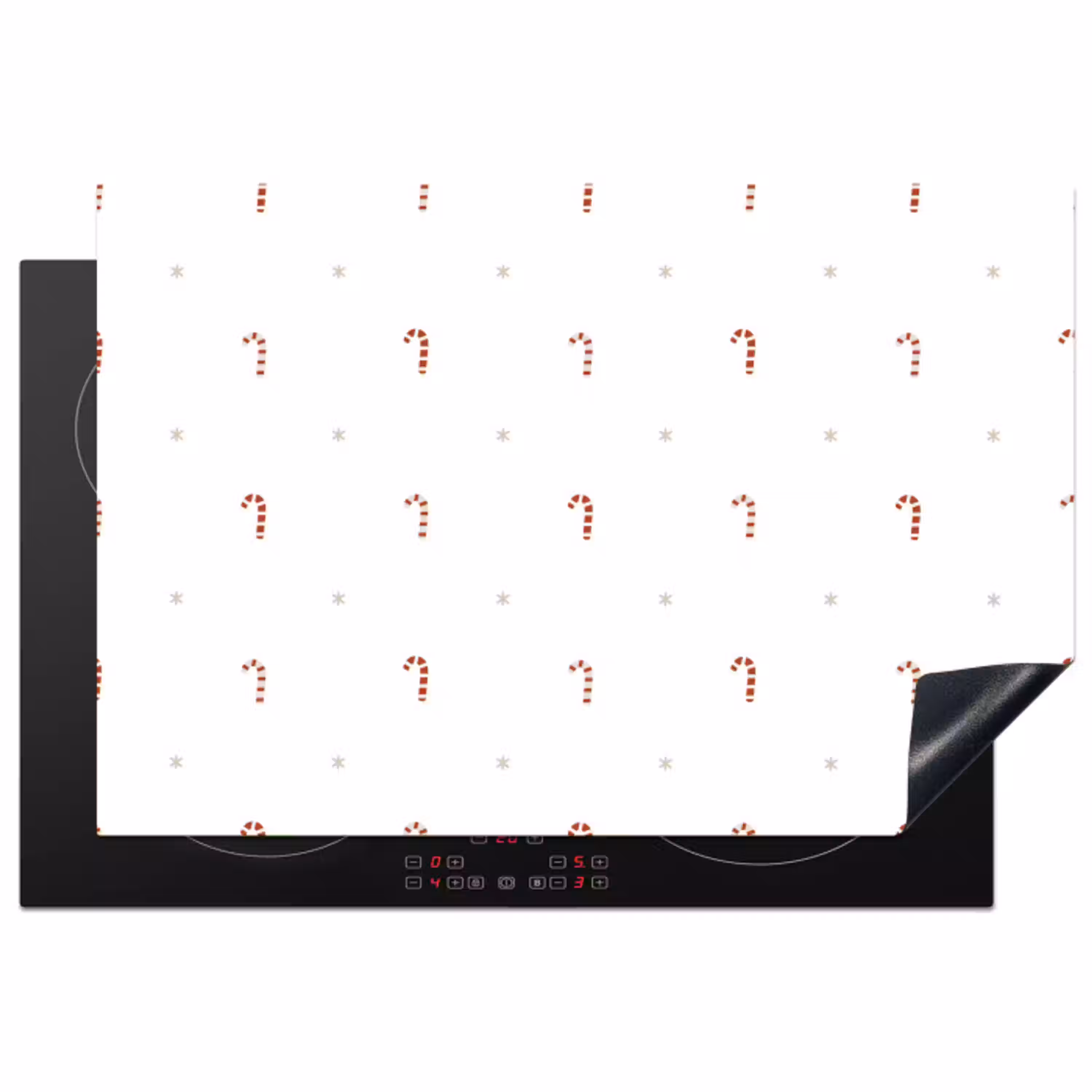Patroon - Sterren - Zuurstok - Wit Inductie beschermer vinyl 3mm klein 276 -3d
