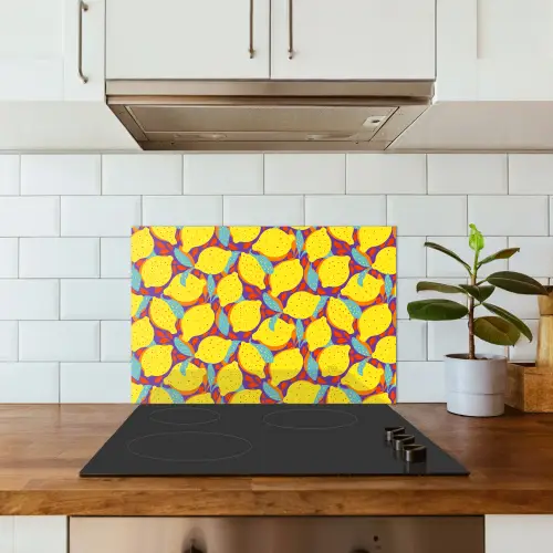 Citroenen - Geel - Stippen - Oranje keuken achterwand spatscherm klein 900 -sfeer2