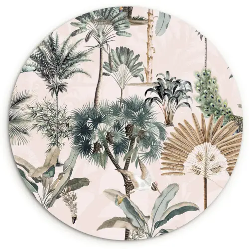 Inductie afdekplaat - Vintage - Jungle - Dieren - Natuur - Inductie beschermer Wandcirkel plexiglas klein -3d