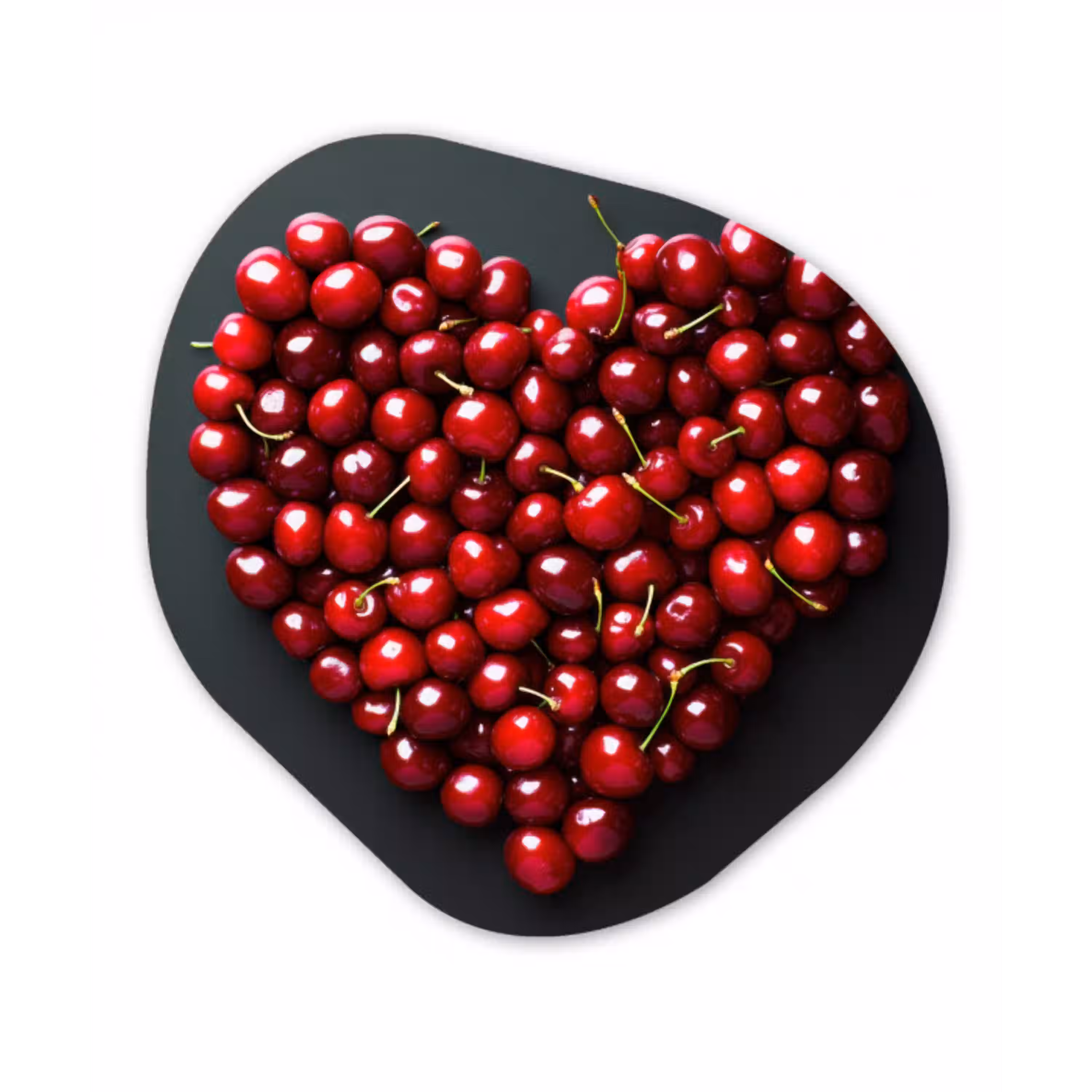 Kersen - Hart - Rood - Zwart Wandcirkel Organisch Plexiglas middel -3d