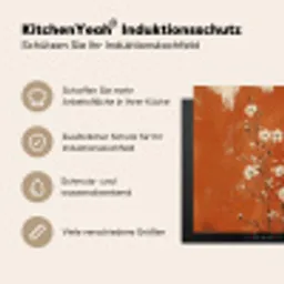 Bloemen - Wit - Subtiel - Roestkleur Inductie beschermer vinyl 3mm middel -tsfeer2_DE